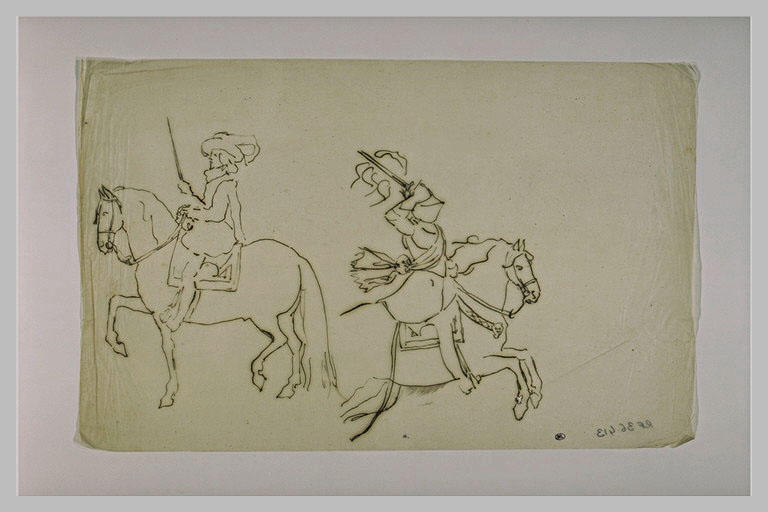 Gentilhomme à cheval, et officier en armure à cheval_0