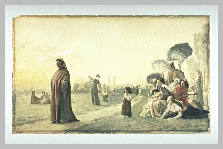 Dante méditant dans le jardin des Cascine à Florence_0