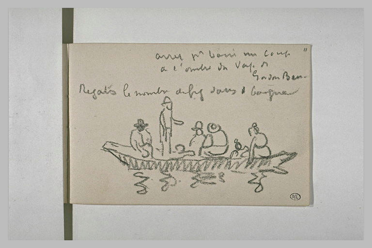 Figures sur une barque participant à une régate et indication manuscrite_0