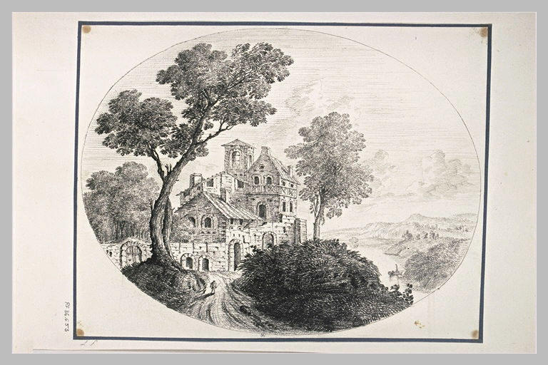 Paysage avec un voyageur sur une route_0