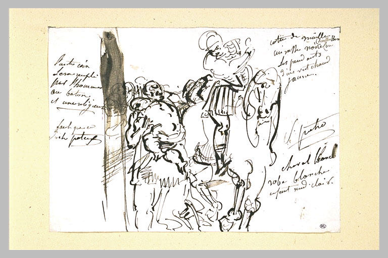 Cavalier et d'autres figures , annotations manuscrites_0