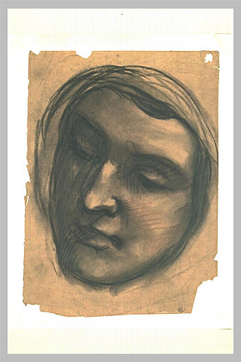 Etude d'une tête de femme aux yeux clos, de trois quarts à gauche_0