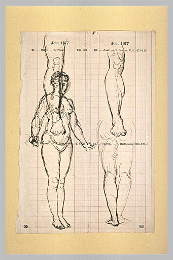 Femme nue, deux croquis de jambe droite_0