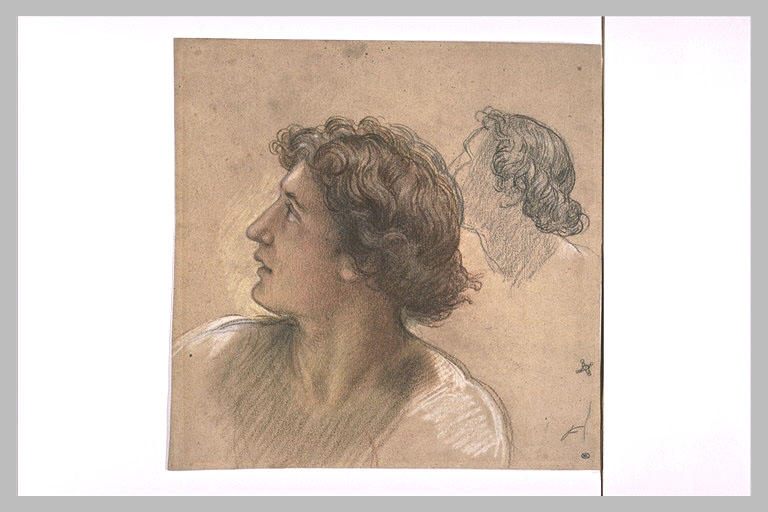 Tête d'adolescent aux cheveux bouclés, de trois quarts, à gauche_0