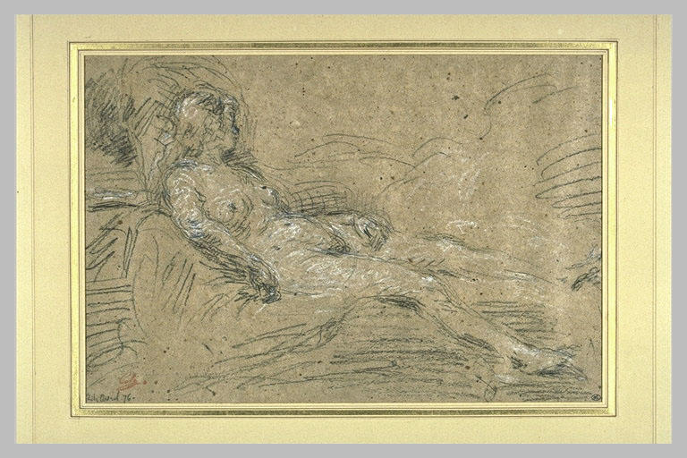 Femme nue, couchée sur un lit_0