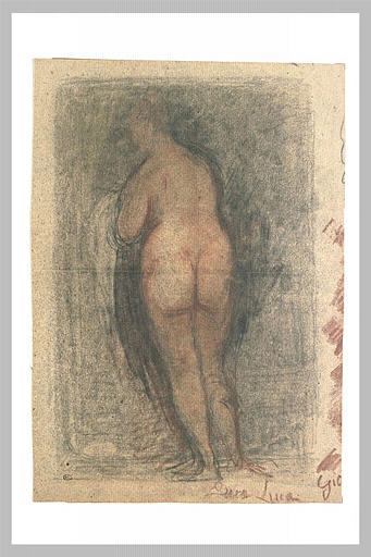 Femme nue, de dos, une draperie enroulée autour de son bras gauche_0