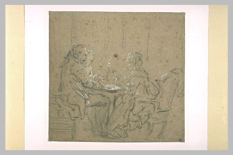Trois personnages jouant aux cartes à la lueur de bougies_0