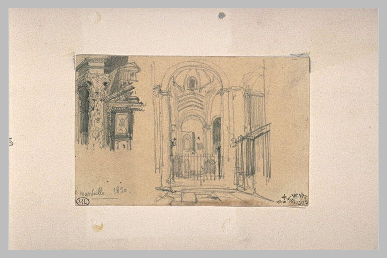 Deux détails de l'architecture d'un intérieur d'église_0