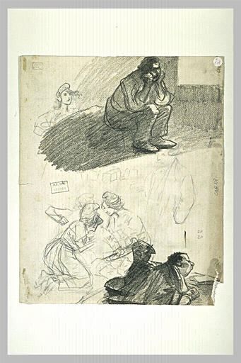 Prisonnier assis, femme coiffée d'un bonnet phrygien et divers personnages_0
