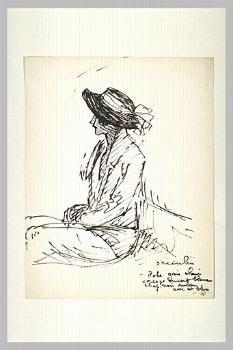 Jeune femme assise, de profil à gauche, les mains croisées_0
