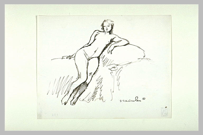 Femme nue, étendue sur un canapé_0