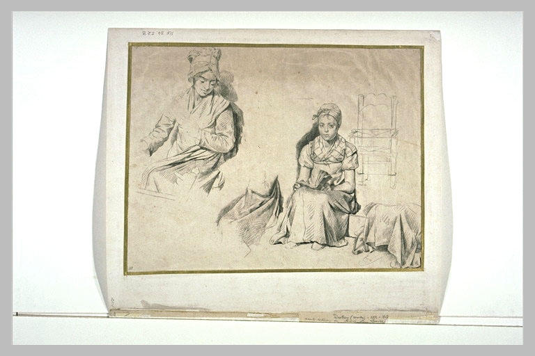Etudes : jeune femme, jeune fille assise, chaise_0