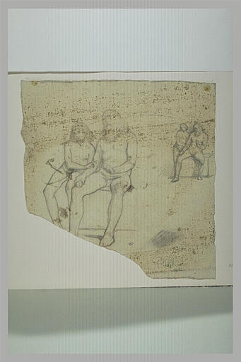 Deux études d'un homme et d'une femme, nus, assis_0