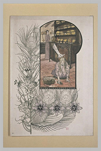 Le Rêve : fillette lavant le sol d'une cuisine_0