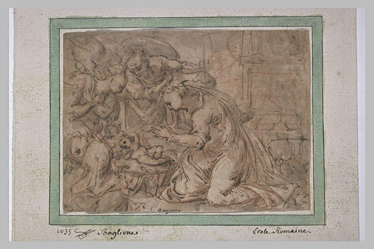 Nativité, l'enfant Jésus adoré par les anges_0