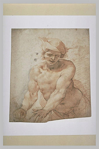 Buste de jeune homme, avançant deux mains en avant_0