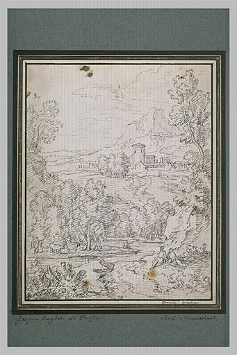 Paysage avec figures au bord d'une rivière_0