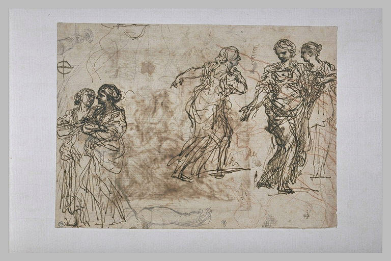 Feuille d'étude avec cinq femmes_0