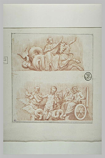 Monstre marin portant en croupe une nymphe ; un homme barbu et trois femmes_0