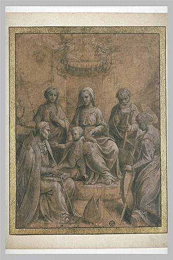 La Vierge à l'Enfant en trône, entourée de quatre saints_0