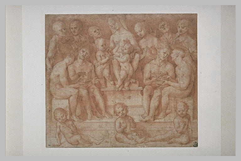 La Vierge avec l'Enfant et saint Jean, entourés de dix saints et trois putti_0