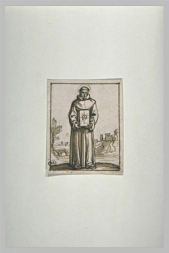 Saint debout, présentant un livre_0