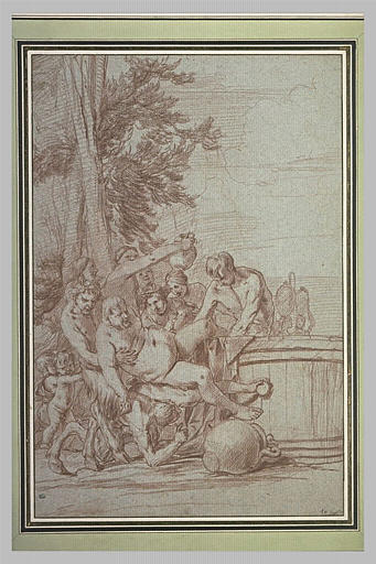 Trois satyres soutenant Silène pour le plonger dans une cuve_0