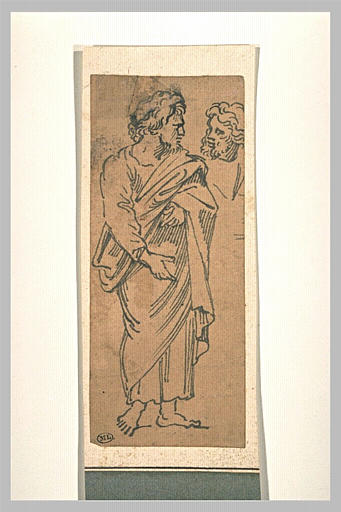 Homme drapé à l'antique, et tête d'homme barbu_0