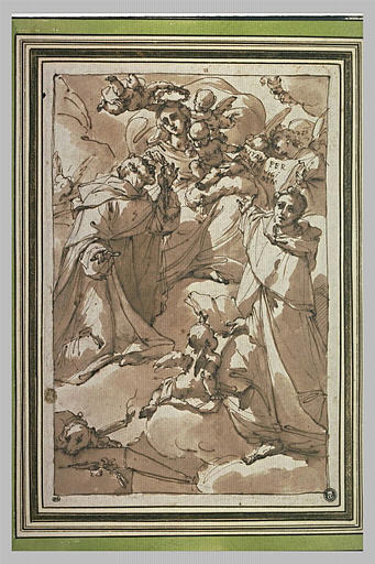La Vierge à l'Enfant, couronnée, donnant le rosaire à saint Dominique_0