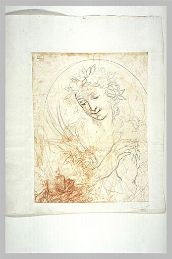 Jeune fille couronnée de fleurs, vue en buste ; sainte Madeleine_0