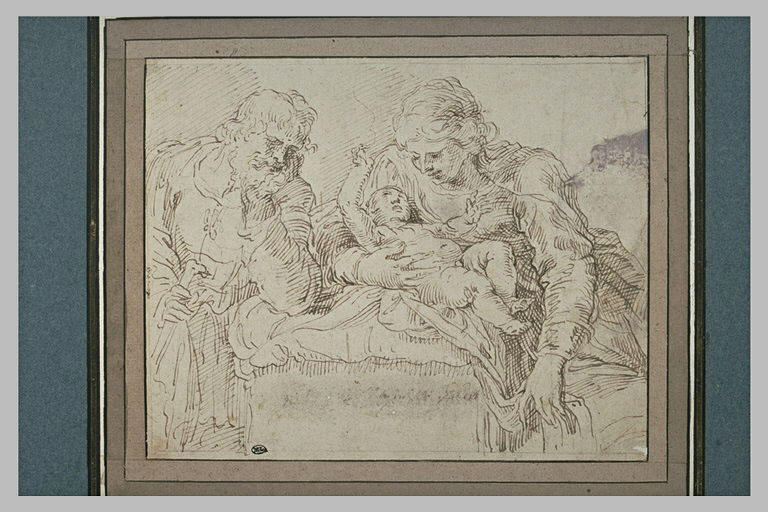 La sainte Vierge tenant l'Enfant dans ses bras devant saint Joseph_0