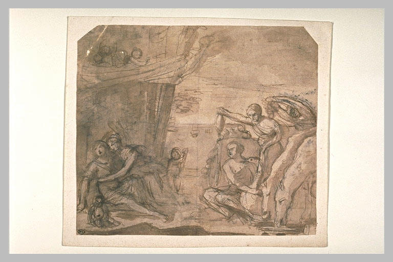 Femme soutenant un homme à terre, et deux autres figures_0
