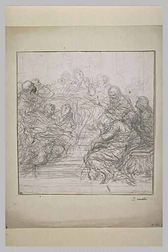 Figures assises, regard levé : partie inférieure d'une Ascension (?)_0