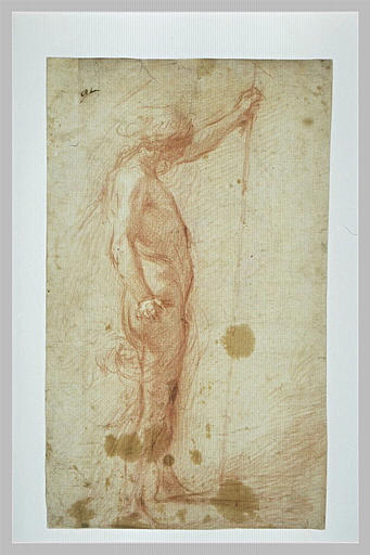 Etude d'une figure de jeune homme debout tenant un bâton_0