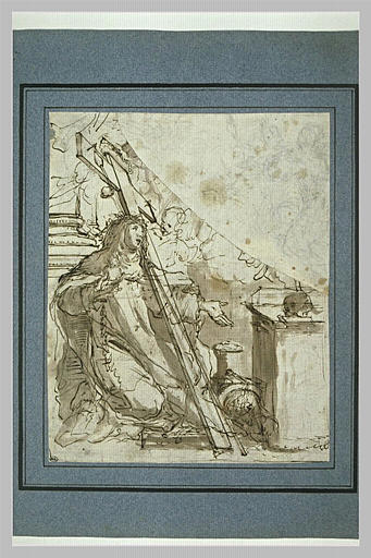 Sainte Thérèse à genoux, avec les instruments de la Passion_0