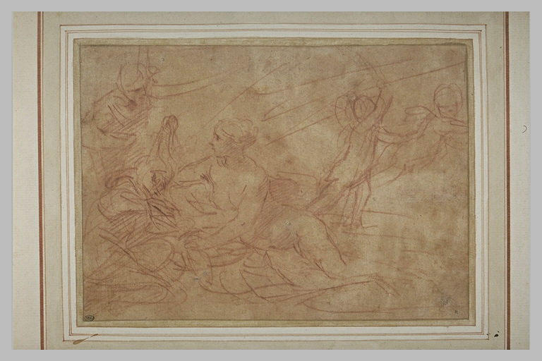Femme nue étendue près de deux figures, et deux anges_0