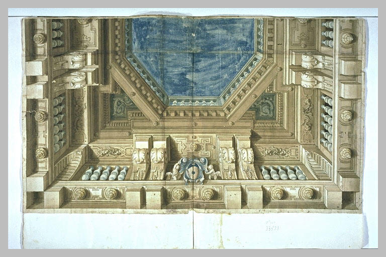 Décor d'architecture en trompe-l'oeil pour un pafond_0