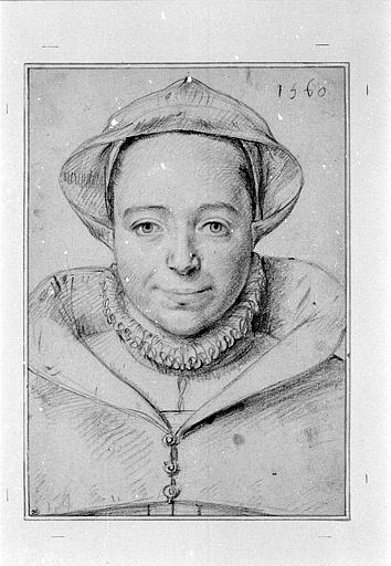Portrait d'une femme portant une coiffe blanche_0