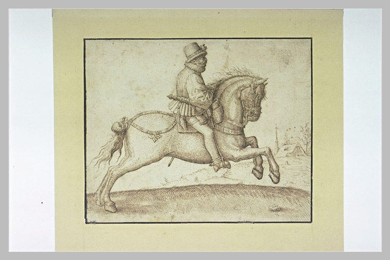 Cavalier au galop se dirigeant vers la droite_0