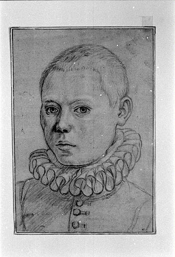 Portrait de jeune homme, cheveux courts, portant une collerette bouillonnée_0