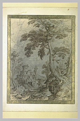 Paysage coupé par un chemin creux_0