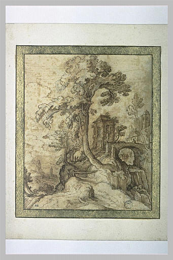 Paysage avec un pont au-dessus d'une cascade_0