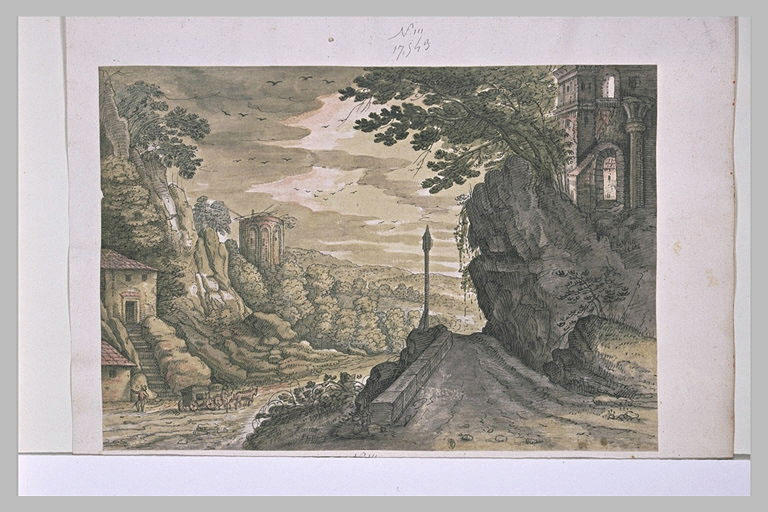 Paysage avec une voiture traînée par quatre chevaux_0