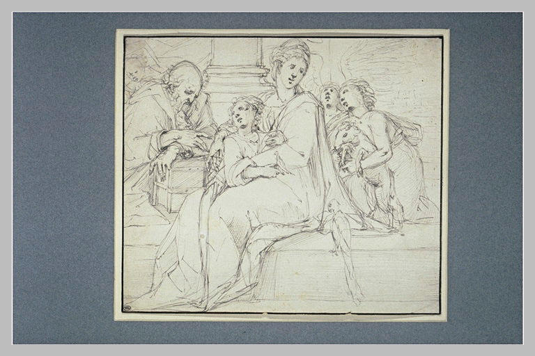 La Sainte Famille entourée d'un ange, de saint jean et d'une autre figure_0