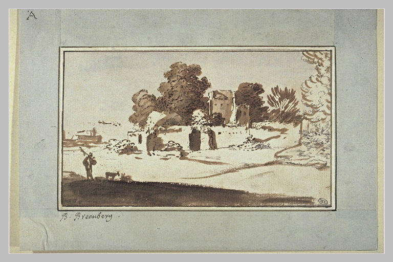 Etude d'arbres entourés de murs en ruines_0