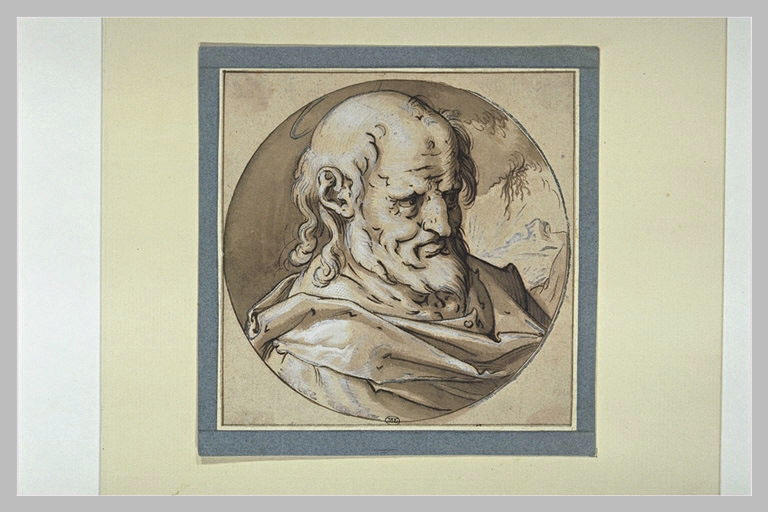 Buste d'un saint, vu de trois quarts, regardant vers la droite_0