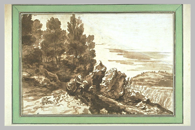 Rochers et bosquet au bord d'une rivière_0