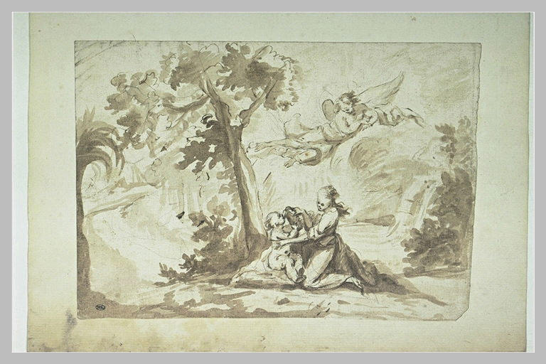 Agar faisant boire Ismaël, près d'un arbre, sous le regard de l'ange_0