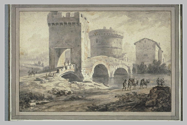 La tour Plautia, avec le pont sur l'Anio, près de Tivoli_0