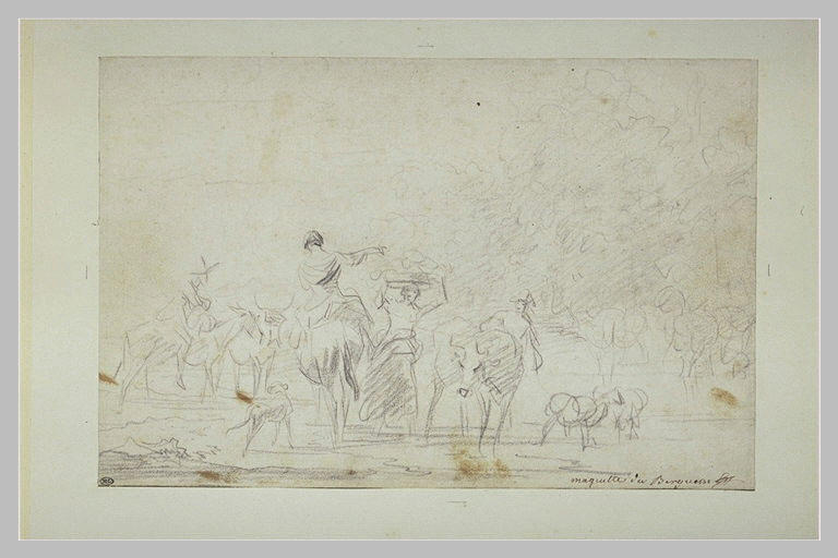 Personnages et animaux passant un gué_0